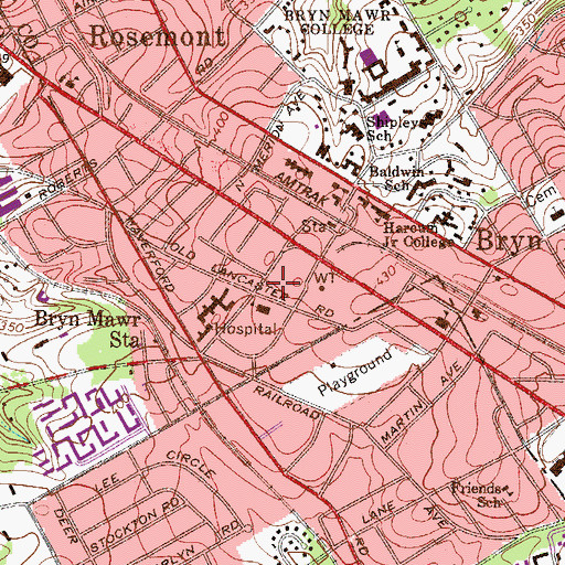 Topographic Map of Ludington Branch Lower Merion Township Library, PA