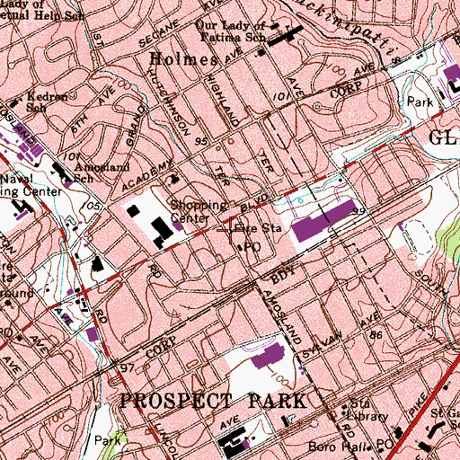 Topographic Map of MacDade Plaza Shopping Center, PA