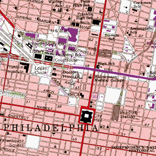 Topographic Map of Magee Rehabilitation Hospital, PA