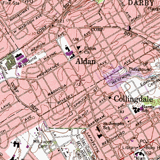 Topographic Map of Magnolia Avenue Station, PA