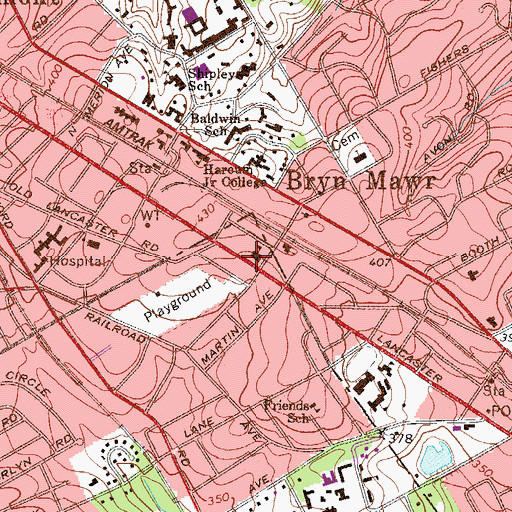 Topographic Map of Main Line Montessori School, PA