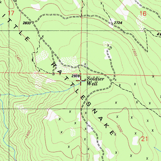 Topographic Map of Soldier Well, CA