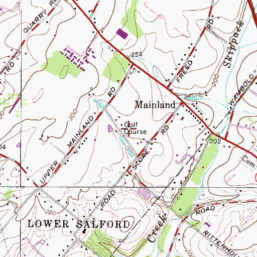 Topographic Map of Mainland Golf Course, PA