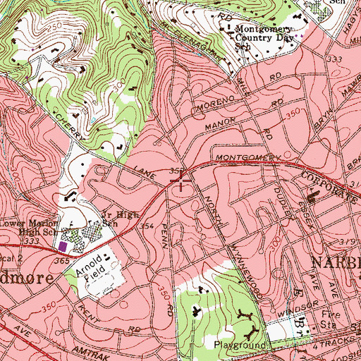 Topographic Map of Mainline Reform Temple, PA