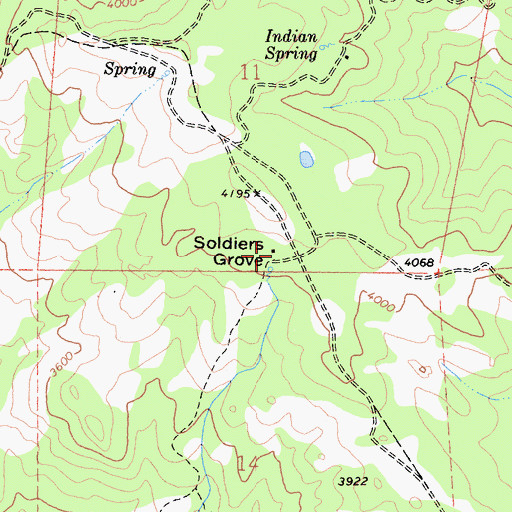Topographic Map of Soldiers Grove, CA