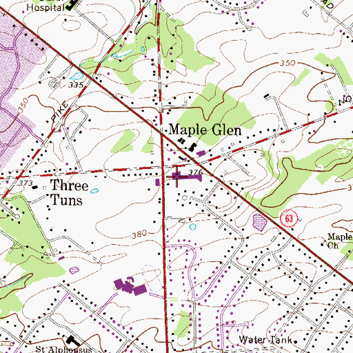 Topographic Map of Maple Glen Branch Post Office, PA