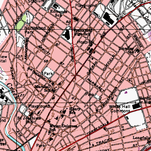 Topographic Map of Margaret-Orthodox Station, PA