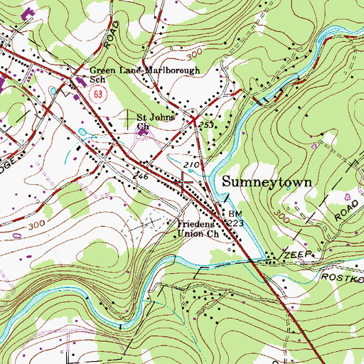 Topographic Map of Marlborough Township Police Station, PA