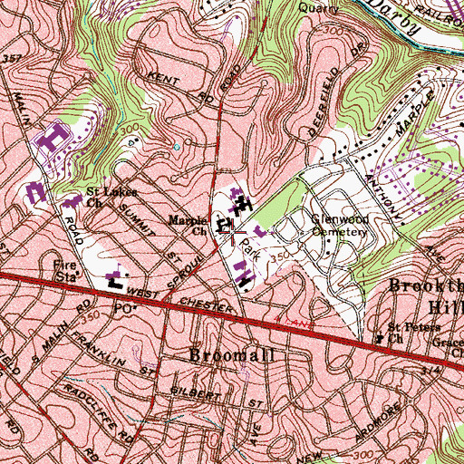 Topographic Map of Marple Hill Cemetery, PA