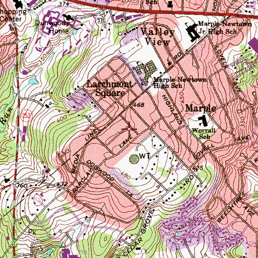Topographic Map of Marplewood Villa, PA