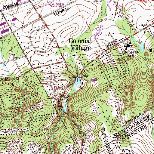 Topographic Map of Martins Dam Bridge, PA