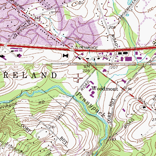 Topographic Map of Masons Mill Park, PA