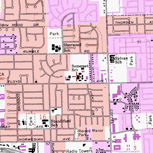Topographic Map of Somerset Middle School, CA
