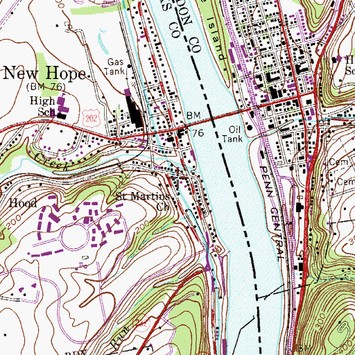 Topographic Map of New Hope Boro Information Center, PA