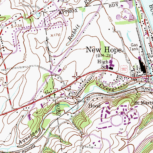 Topographic Map of New Hope Shopping Center, PA