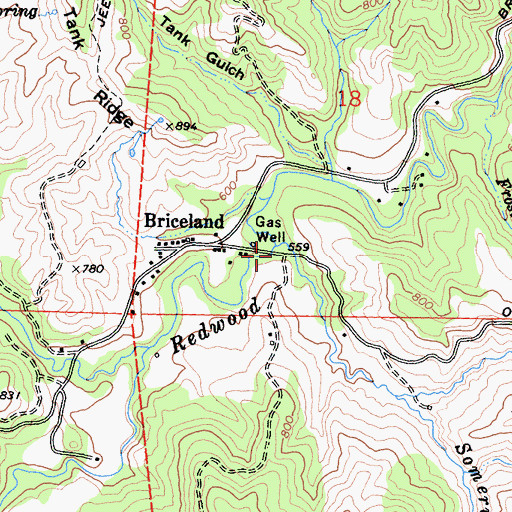 Topographic Map of Somerville Creek, CA