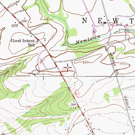Topographic Map of Newtown Elementary School, PA