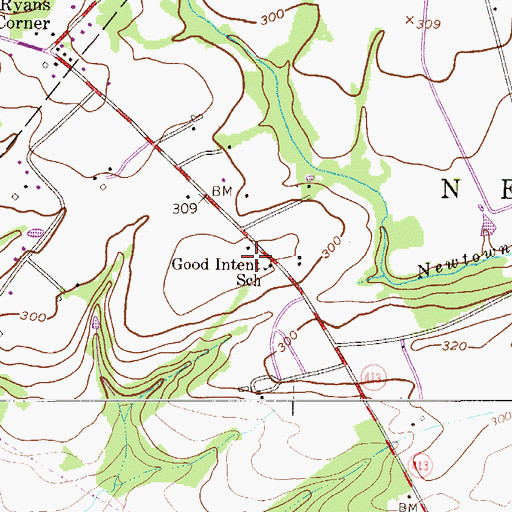 Topographic Map of Newtown Township Building, PA