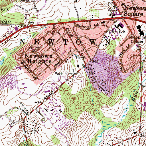 Topographic Map of Newtown Township Building, PA