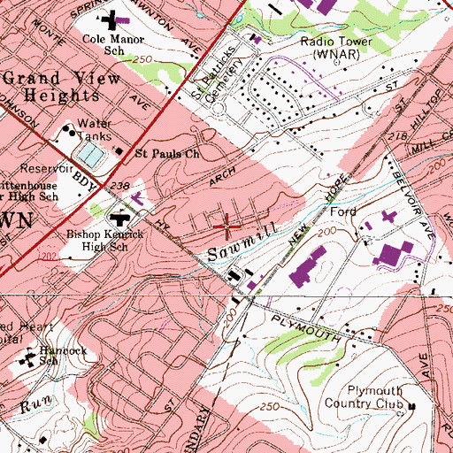 Topographic Map of Norris Hills Court, PA