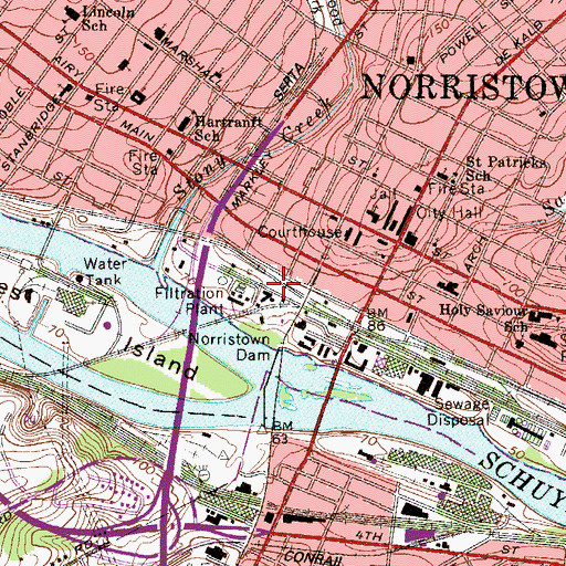 Topographic Map of Norristown Transportation Center, PA
