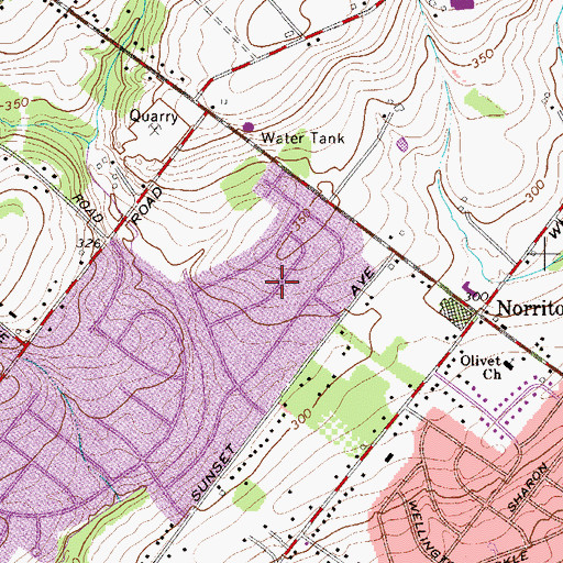 Topographic Map of Norrition Woods, PA