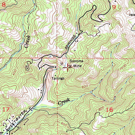 Topographic Map of Sonoma Mine, CA