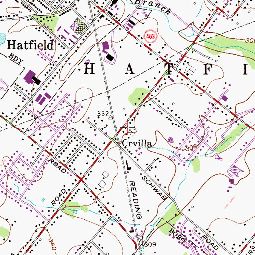 Topographic Map of North Penn Baptist Church, PA