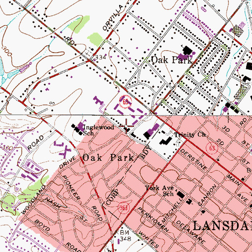 Topographic Map of North Penn Crossing, PA