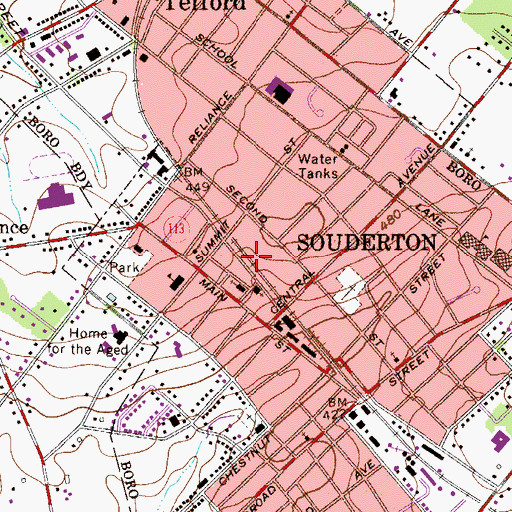 Topographic Map of North Penn Goodwill Service Station 41 Fire Station, PA