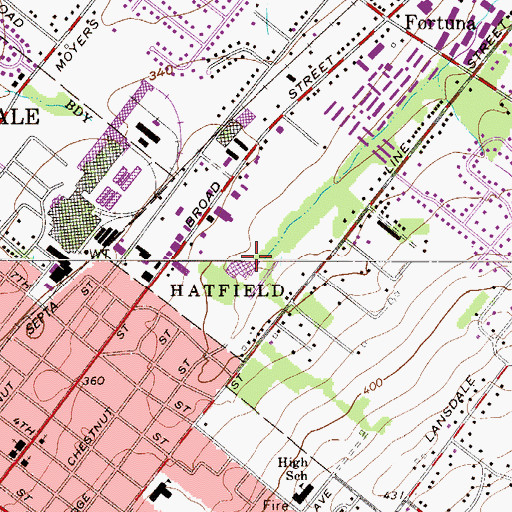 Topographic Map of Abington - Lansdale Hospital, PA