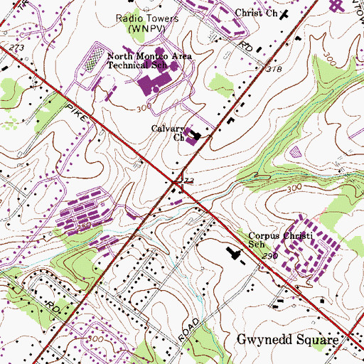 Topographic Map of North Penn Shopping Center, PA