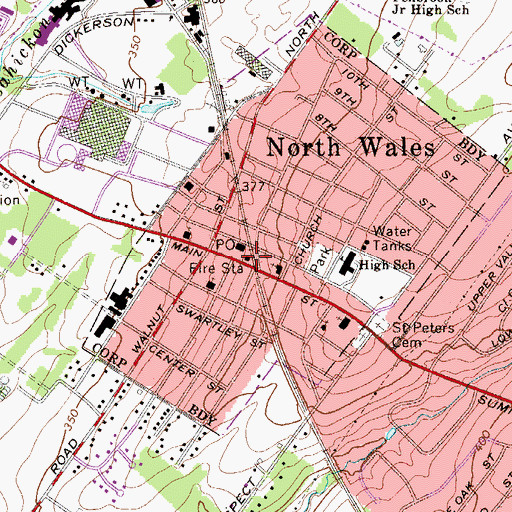 Topographic Map of North Penn Fire Company Main Station 62, PA