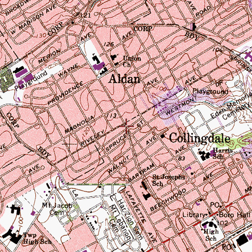 Topographic Map of North Street Station, PA