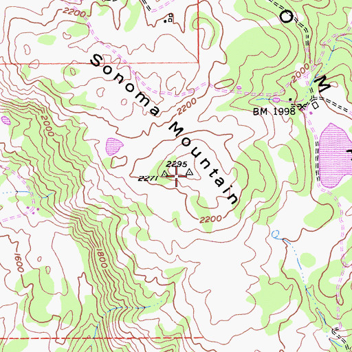 Topographic Map of Sonoma Mountain, CA