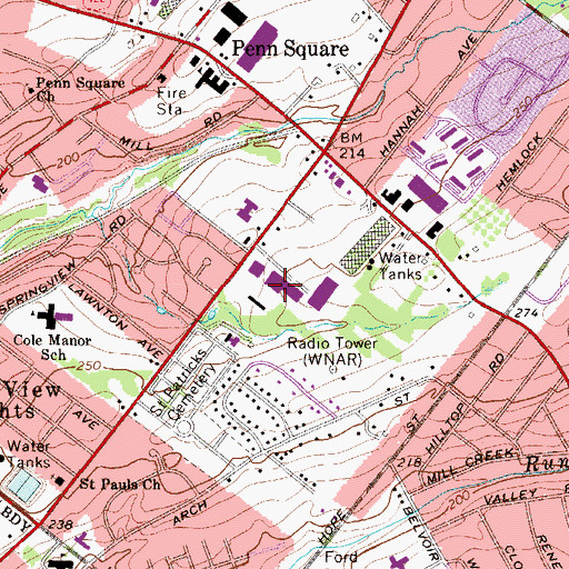 Topographic Map of Northtowne Shopping Center, PA