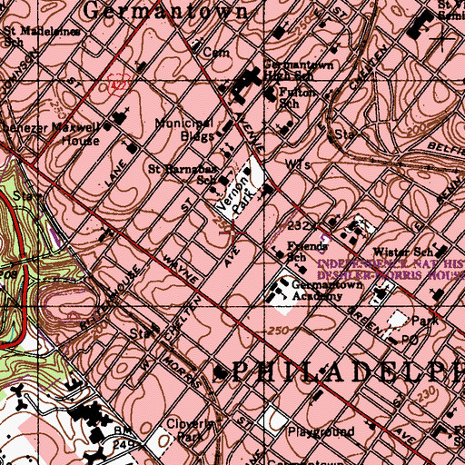 Topographic Map of Northwest Regional Branch Library Free Library of Philadelphia, PA