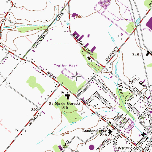 Topographic Map of Oak Grove Trailer Park, PA