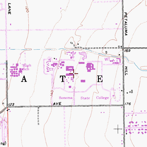 Topographic Map of Sonoma State University, CA