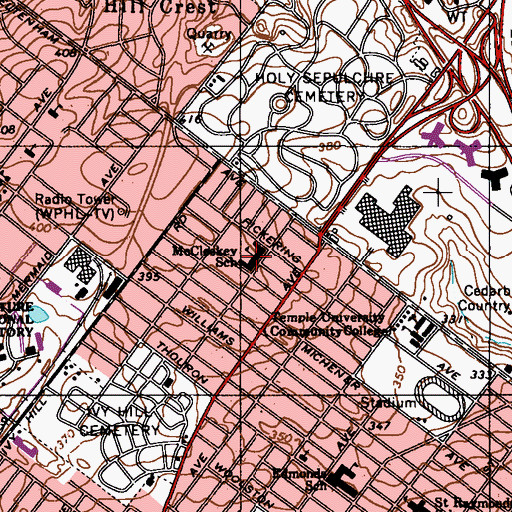 Topographic Map of McCloskey Elementary School, PA