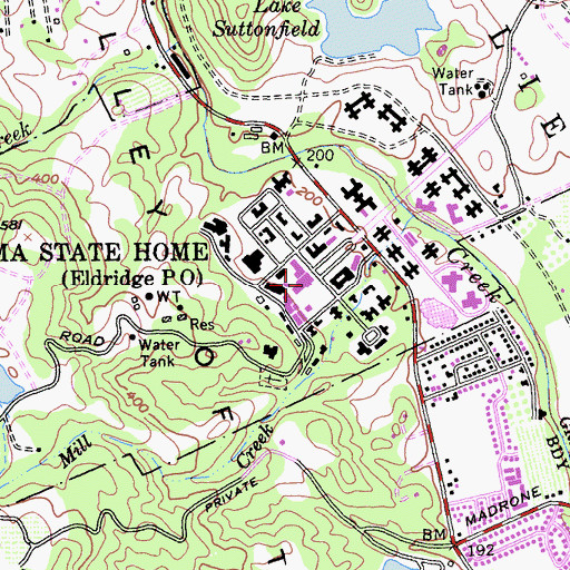 Topographic Map of Sonoma State Home, CA