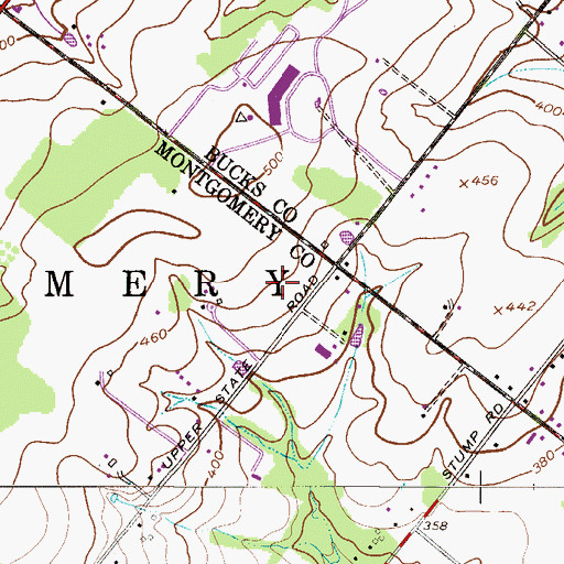 Topographic Map of Meadow Lane Farms, PA