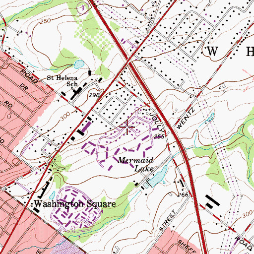 Topographic Map of Meadow Wick, PA