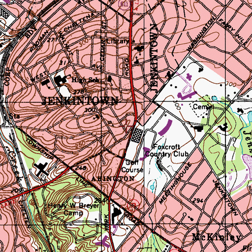 Topographic Map of Meadowlane Montessori School, PA