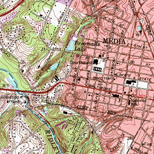 Topographic Map of Media Station, PA