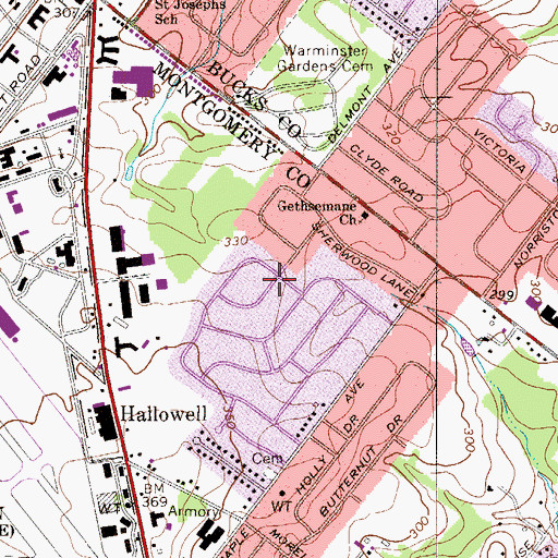 Topographic Map of Meetinghouse Village, PA