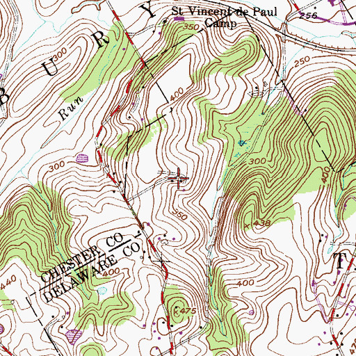 Topographic Map of Memel Farms, PA