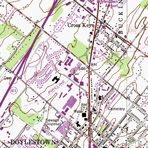 Topographic Map of Mercer Square Shopping Center, PA