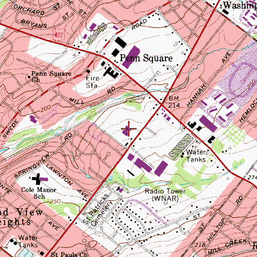 Topographic Map of Suburban Community Hospital, PA