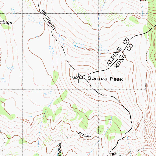 Topographic Map of Sonora Peak, CA
